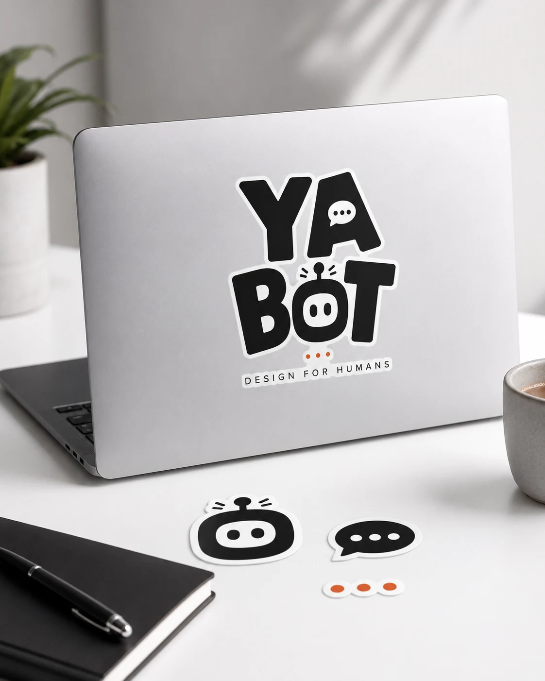 Фирменные стикеры YABOT на ноутбуке